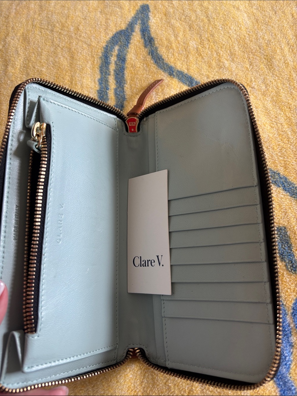 Clare v  Brown Zip Wallet with White and Black Stripe - Picture 3 of 3